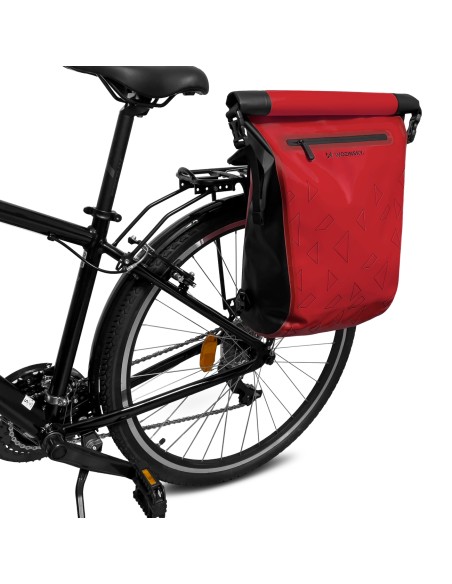 Vandeniui atspari kuprinė dviračio bagažinei dviračio krepšys 2in1 23l raudonas