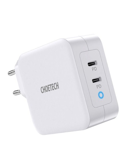 Greitas įkroviklis GaN 2xUSB Type C Power Delivery 3.0 QuickCharge 3.0 AFC 100W balta