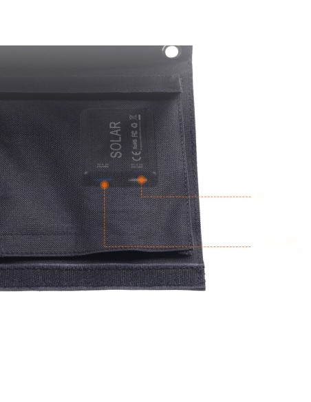 Saulės turistinis įkroviklis 22W 2xUSB atlenkiamas juodas