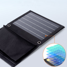 Saulės turistinis įkroviklis 22W 2xUSB atlenkiamas juodas