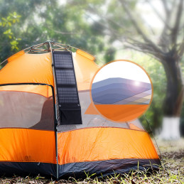Saulės turistinis įkroviklis 22W 2xUSB atlenkiamas juodas