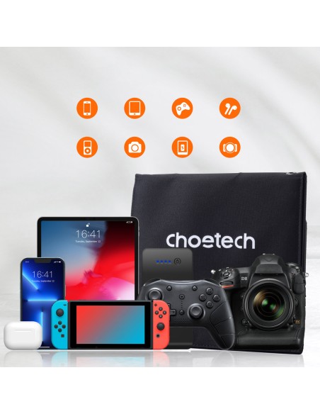 Saulės turistinis įkroviklis 22W 2xUSB atlenkiamas juodas