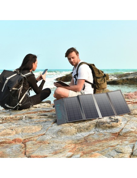 Saulės turistinis saulės įkroviklis USB USB C 36W QC PD pilka Saulės turistinis saulės įkroviklis USB USB C 36W QC PD pilka