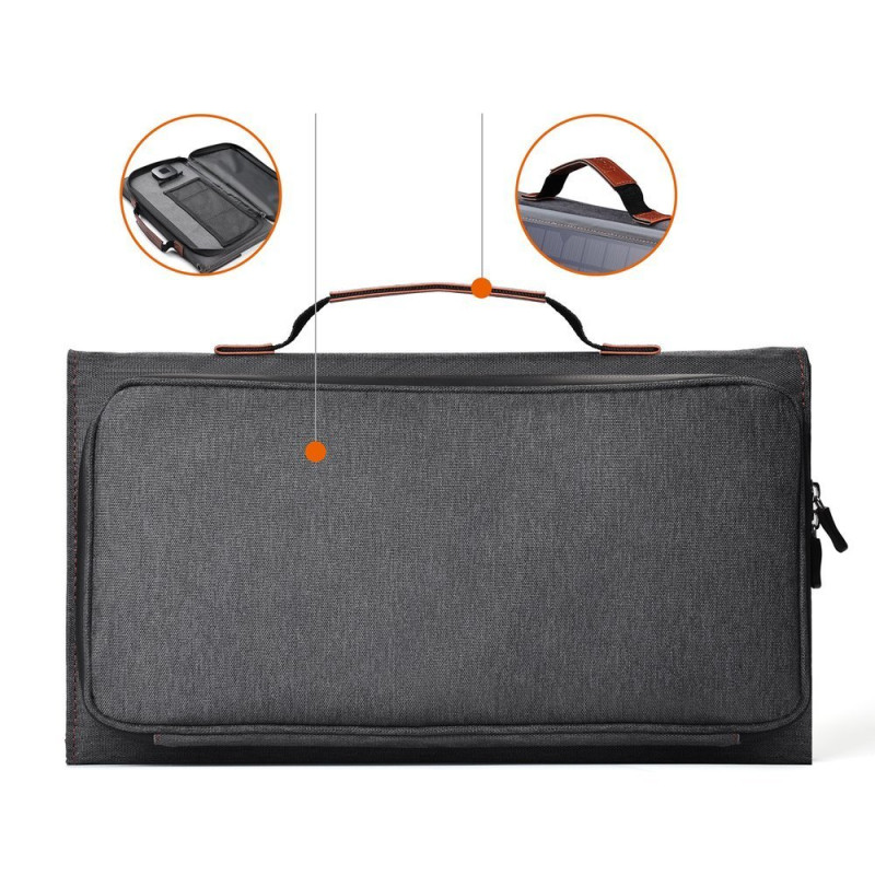 Saulės turistinis saulės įkroviklis USB USB C 36W QC PD pilka