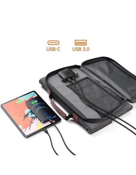 Saulės turistinis saulės įkroviklis USB USB C 36W QC PD pilka Saulės turistinis saulės įkroviklis USB USB C 36W QC PD pilka