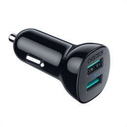 Cigarečių degiklio automobilinis įkroviklis 2xUSB Quick Charge 3.0 30W 2.4A juodas