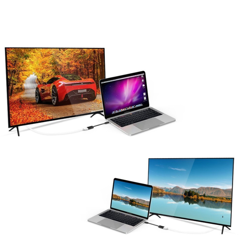 Adapteris HUB USB Type C Thunderbolt 3 į HDMI 2.0 4K 60Hz juoda