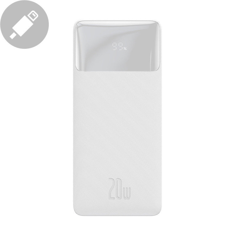 Bipow greito įkrovimo maitinimo blokas 20000mAh USB-A microUSB laidas 0,25m baltas