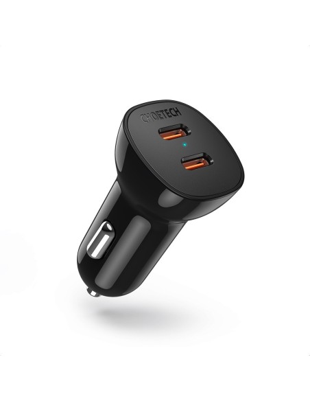 Automobilinis įkroviklis 2xUSB Type C QuickCharge Power Delivery 40W FCP AFC juodas Automobilinis įkroviklis 2xUSB Type C QuickCharge Power Delivery 40W FCP AFC juodas