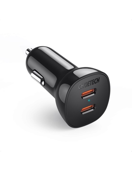 Automobilinis įkroviklis 2xUSB Type C QuickCharge Power Delivery 40W FCP AFC juodas Automobilinis įkroviklis 2xUSB Type C QuickCharge Power Delivery 40W FCP AFC juodas