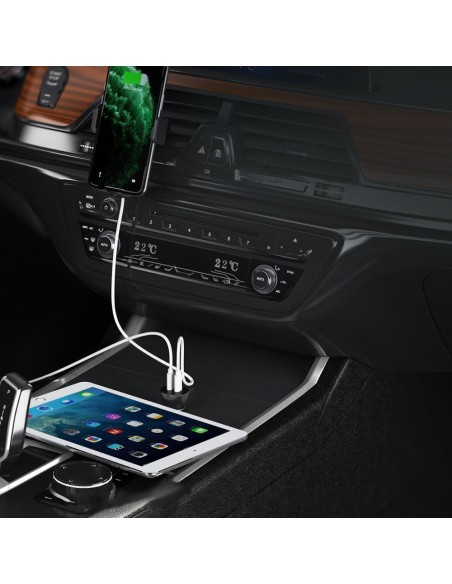 Automobilinis įkroviklis 2xUSB Type C QuickCharge Power Delivery 40W FCP AFC juodas Automobilinis įkroviklis 2xUSB Type C QuickCharge Power Delivery 40W FCP AFC juodas