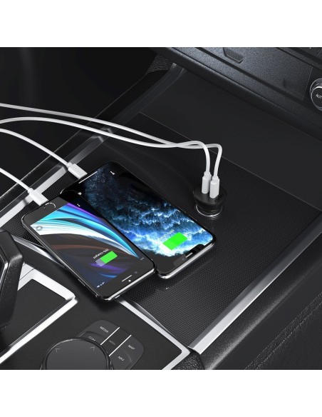 Automobilinis įkroviklis 2xUSB Type C QuickCharge Power Delivery 40W FCP AFC juodas Automobilinis įkroviklis 2xUSB Type C QuickCharge Power Delivery 40W FCP AFC juodas