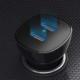 Automobilinis įkroviklis 2xUSB Type C QuickCharge Power Delivery 40W FCP AFC juodas