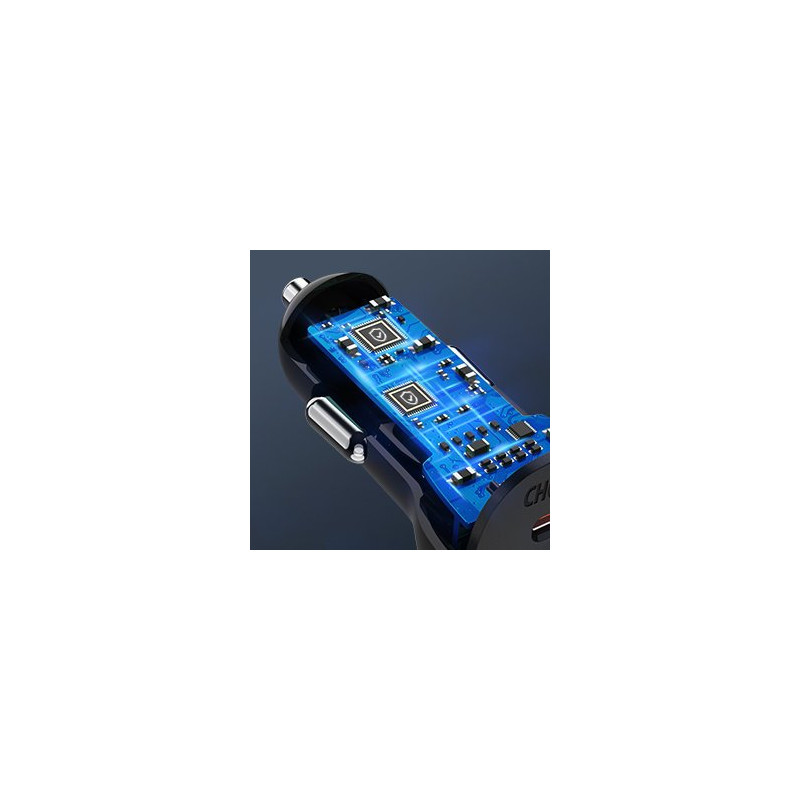 Automobilinis įkroviklis 2xUSB Type C QuickCharge Power Delivery 40W FCP AFC juodas