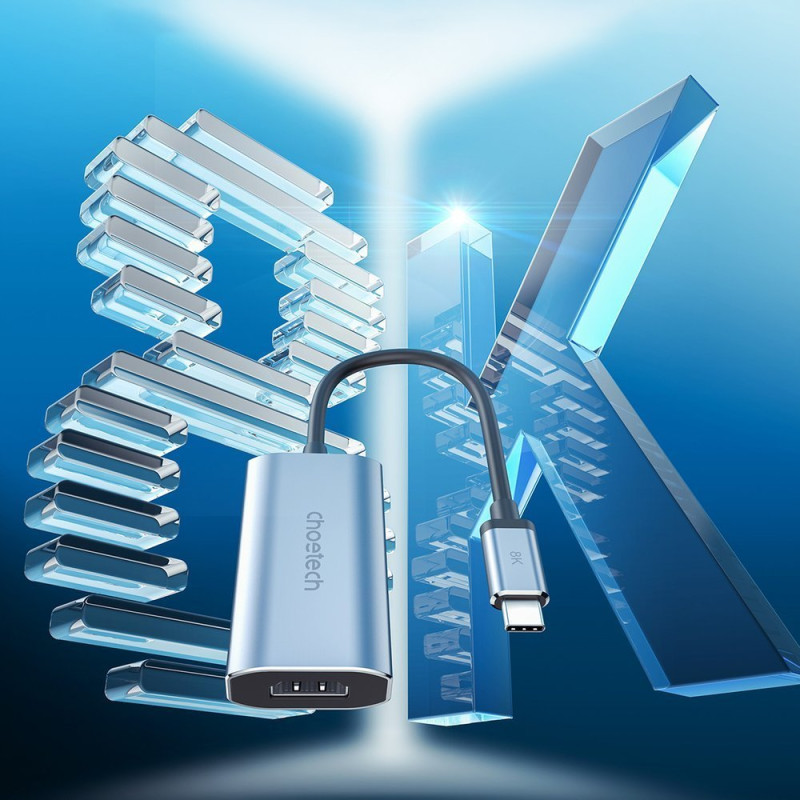 Adapterio kabelis USB Type C – HDMI 8K 60Hz pilka
