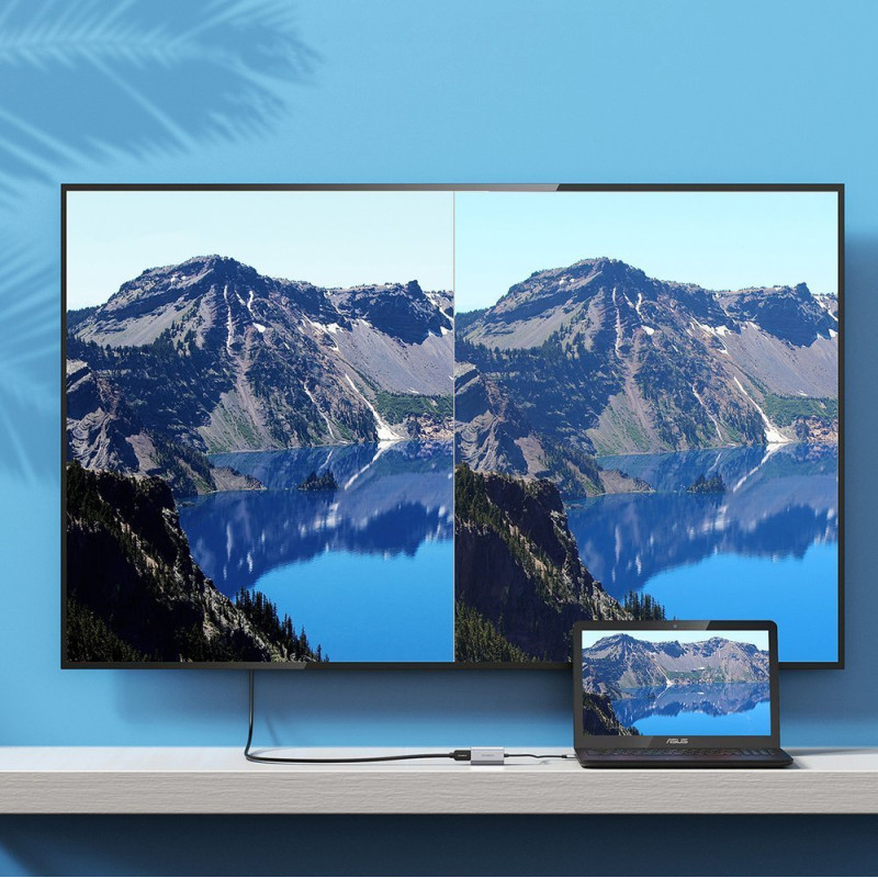 Adapterio kabelis USB Type C – HDMI 8K 60Hz pilka