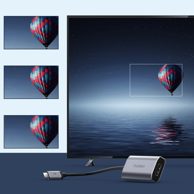 Adapterio kabelis USB Type C – HDMI 8K 60Hz pilka