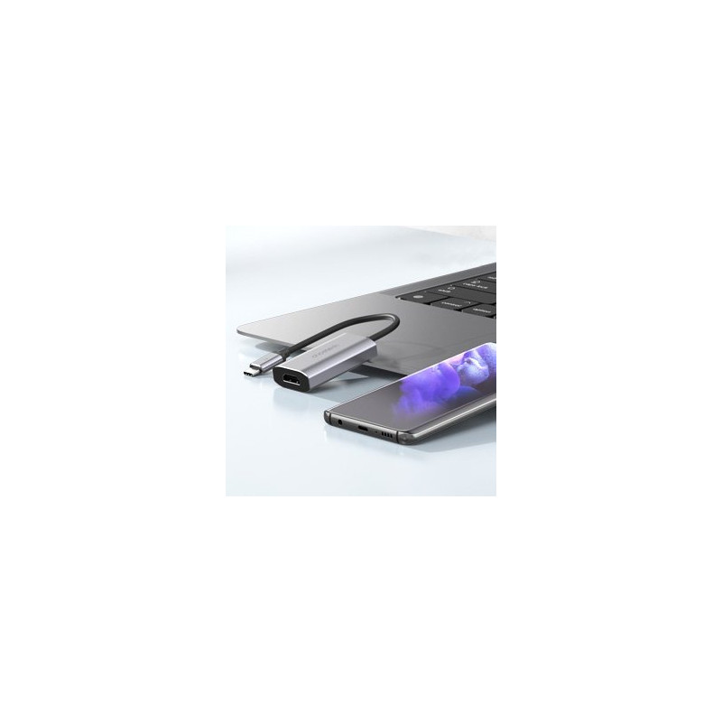 Adapterio kabelis USB Type C – HDMI 8K 60Hz pilka