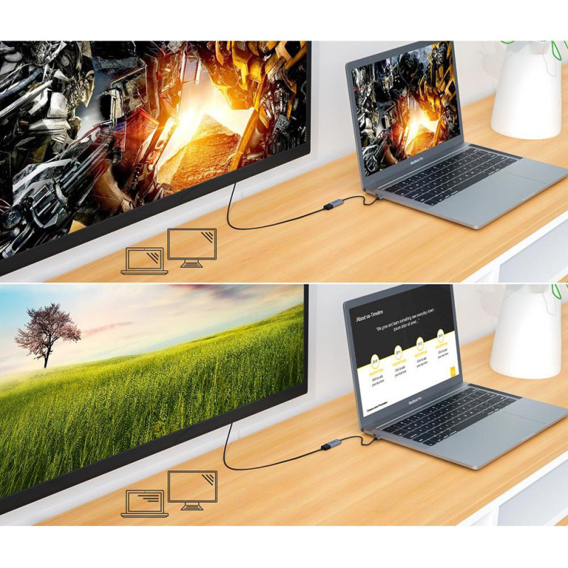 Adapterio laidas su USB Type C – 4K ekrano prievadas, 0,2 m pilkas