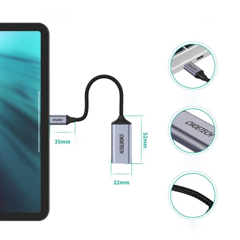Adapterio laidas su USB Type C – 4K ekrano prievadas, 0,2 m pilkas