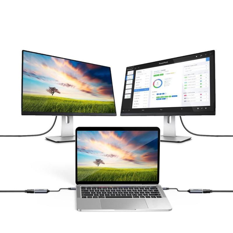 Adapterio laidas su USB Type C – 4K ekrano prievadas, 0,2 m pilkas