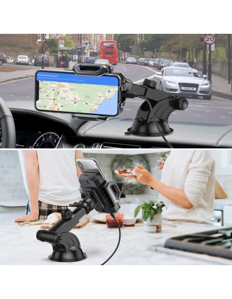 10W Qi belaidis įkroviklis + prietaisų skydelio automobilinis laikiklis juodas 10W Qi belaidis įkroviklis + prietaisų skydelio automobilinis laikiklis juodas