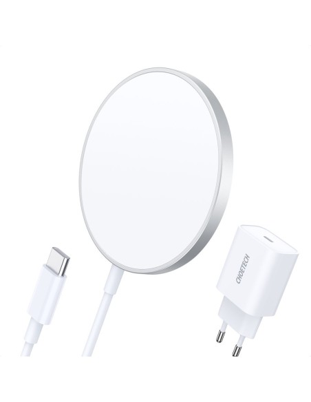 Magnetinis Qi 15W belaidis įkroviklis + 20W sieninis įkroviklis baltas Magnetinis Qi 15W belaidis įkroviklis + 20W sieninis įkroviklis baltas