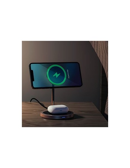 Magnetinis laikiklis + Qi 15W belaidis įkroviklis ir 20W tinklinis įkroviklis pilkos spalvos Magnetinis laikiklis + Qi 15W belaidis įkroviklis ir 20W tinklinis įkroviklis pilkos spalvos