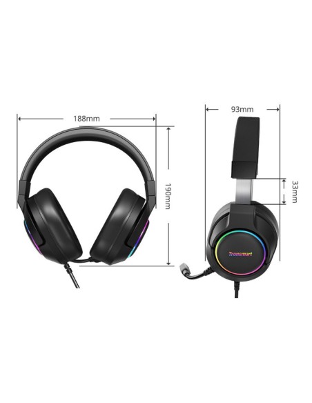 Sparkle RGB laidinės USB ausinės su mikrofonu ir nuotolinio valdymo pultu žaidėjams juodos spalvos Sparkle RGB laidinės USB ausinės su mikrofonu ir nuotolinio valdymo pultu žaidėjams juodos spalvos