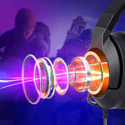 Sparkle RGB laidinės USB ausinės su mikrofonu ir nuotolinio valdymo pultu žaidėjams juodos spalvos