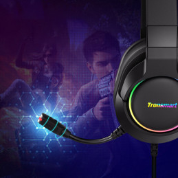 Sparkle RGB laidinės USB ausinės su mikrofonu ir nuotolinio valdymo pultu žaidėjams juodos spalvos