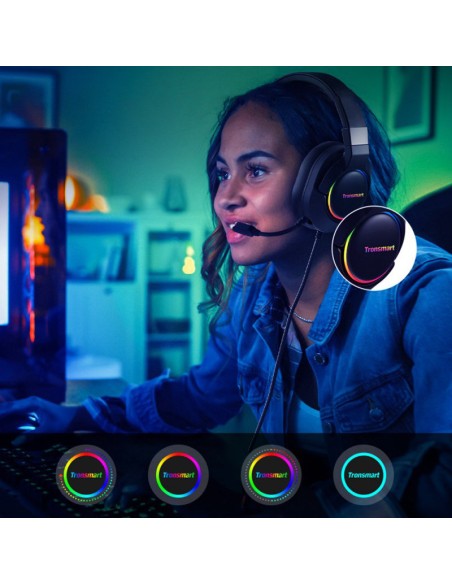 Sparkle RGB laidinės USB ausinės su mikrofonu ir nuotolinio valdymo pultu žaidėjams juodos spalvos Sparkle RGB laidinės USB ausinės su mikrofonu ir nuotolinio valdymo pultu žaidėjams juodos spalvos