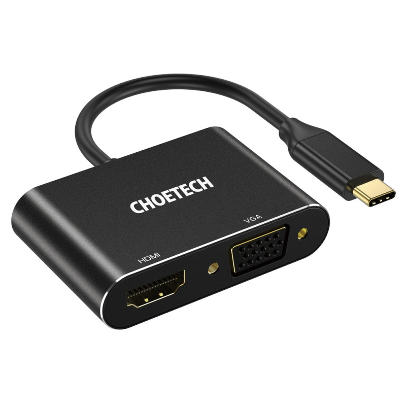 Adapterio skirstytuvas USB Type C – HDMI 4K VGA FullHD juoda