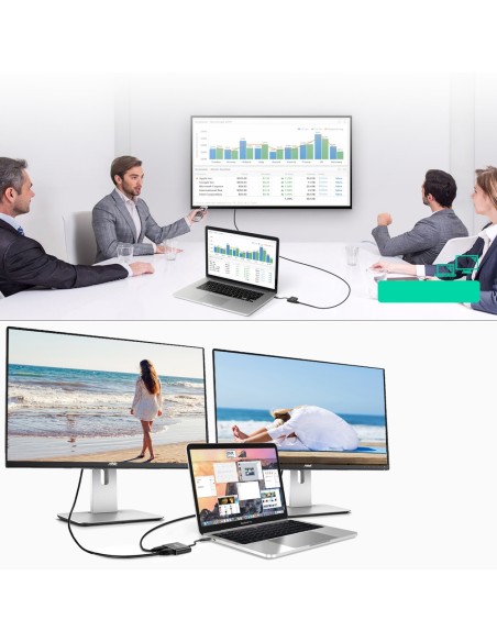 Adapterio skirstytuvas USB Type C – HDMI 4K VGA FullHD juoda Adapterio skirstytuvas USB Type C – HDMI 4K VGA FullHD juoda