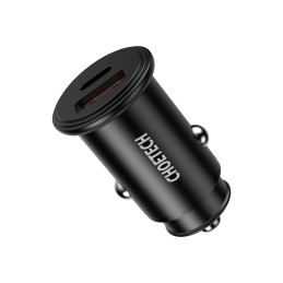Greitas automobilinis įkroviklis PD USB Type C 30W 5A dviejų prievadų juodos spalvos