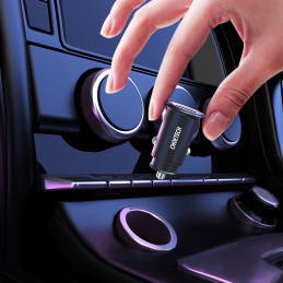 Greitas automobilinis įkroviklis PD USB Type C 30W 5A dviejų prievadų juodos spalvos