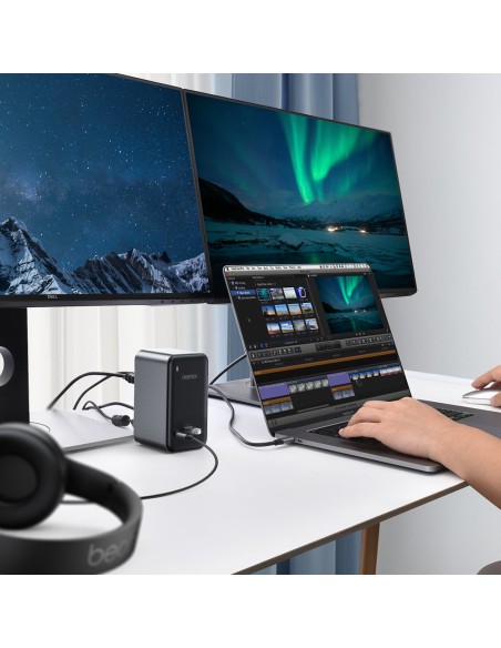 Daugiafunkcis HUB USB Type C PD HDMI 4K VGA RJ45 Mini Jack DC 15in1 pilka Daugiafunkcis HUB USB Type C PD HDMI 4K VGA RJ45 Mini Jack DC 15in1 pilka