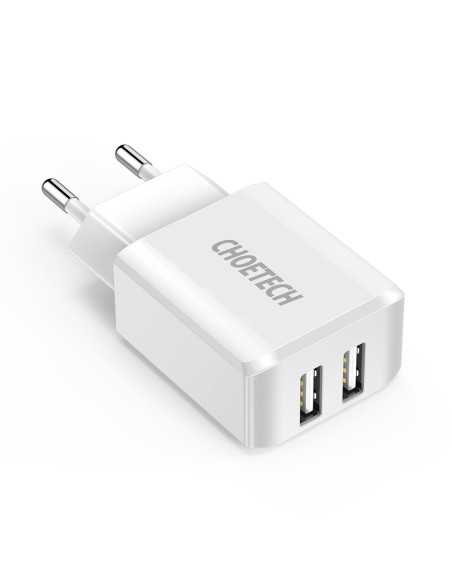 Dviejų prievadų įkroviklis 2xUSB-A 10W 2A baltas Dviejų prievadų įkroviklis 2xUSB-A 10W 2A baltas