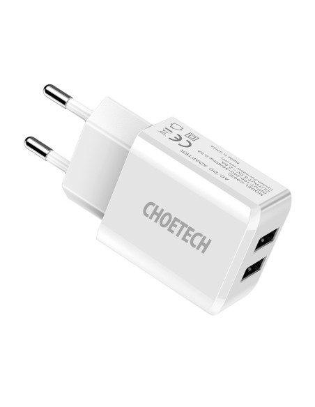 Dviejų prievadų įkroviklis 2xUSB-A 10W 2A baltas Dviejų prievadų įkroviklis 2xUSB-A 10W 2A baltas
