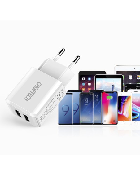 Dviejų prievadų įkroviklis 2xUSB-A 10W 2A baltas Dviejų prievadų įkroviklis 2xUSB-A 10W 2A baltas