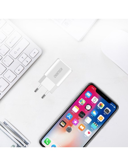 Dviejų prievadų įkroviklis 2xUSB-A 10W 2A baltas Dviejų prievadų įkroviklis 2xUSB-A 10W 2A baltas