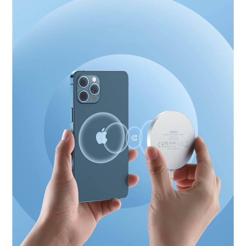 MagSafe Qi 15W belaidis įkroviklis + 20W PD sieninis įkroviklis sidabrinis