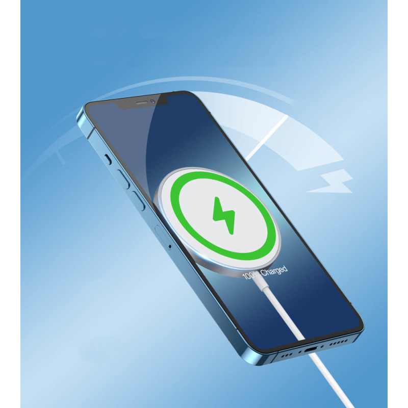 MagSafe Qi 15W belaidis įkroviklis + 20W PD sieninis įkroviklis sidabrinis