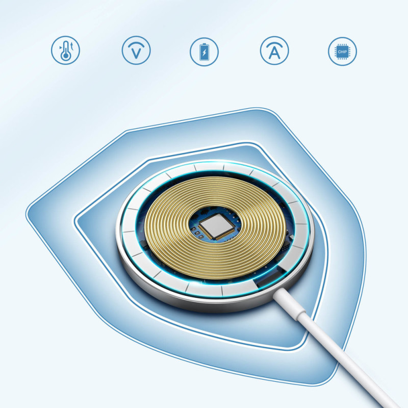 MagSafe Qi 15W belaidis įkroviklis + 20W PD sieninis įkroviklis sidabrinis