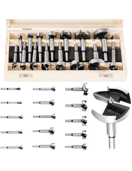Forstner grąžtų rinkinys gipso kartono medienai HRC50 ilgis 90 mm sk. 10-50mm - 15 vnt. Forstner grąžtų rinkinys gipso kartono medienai HRC50 ilgis 90 mm sk. 10-50mm - 15 vnt.