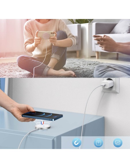 MagSafe Qi 15W belaidis įkroviklis + 20W PD sieninis įkroviklis sidabrinis