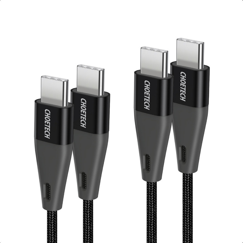 2x C tipo USB kabelis – C tipo USB maitinimo šaltinis 1,2 m ir 2 m juodos spalvos