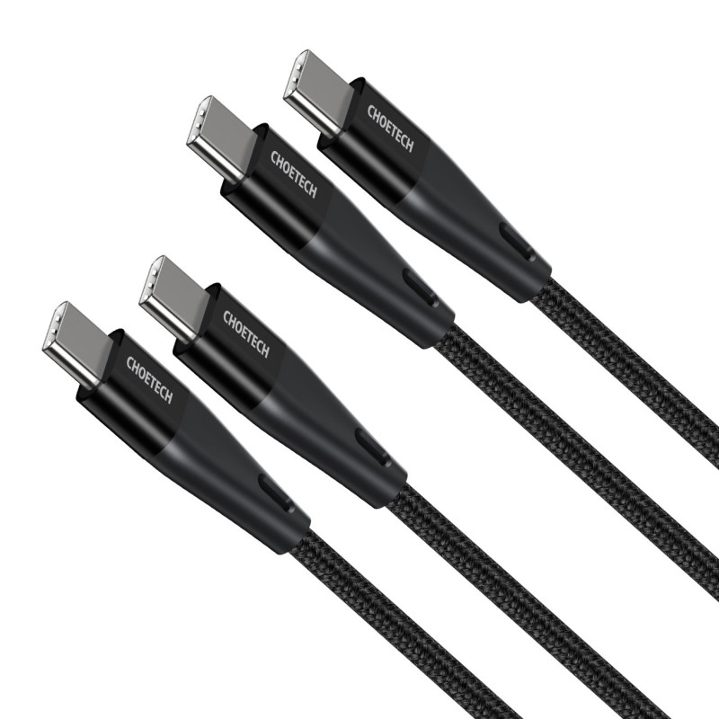 2x C tipo USB kabelis – C tipo USB maitinimo šaltinis 1,2 m ir 2 m juodos spalvos