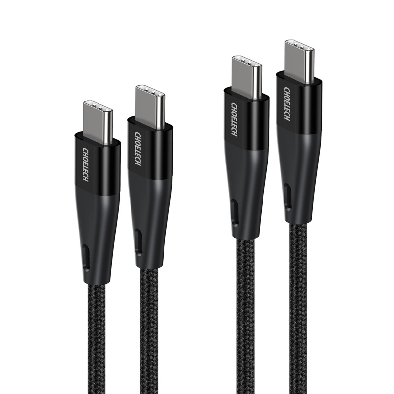 2x C tipo USB kabelis – C tipo USB maitinimo šaltinis 1,2 m ir 2 m juodos spalvos