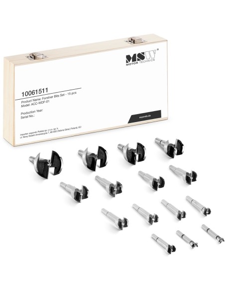 Forstner grąžtų rinkinys gipso kartono medienai HRC50 ilgis 90 mm sk. 10-50mm - 15 vnt. Forstner grąžtų rinkinys gipso kartono medienai HRC50 ilgis 90 mm sk. 10-50mm - 15 vnt.